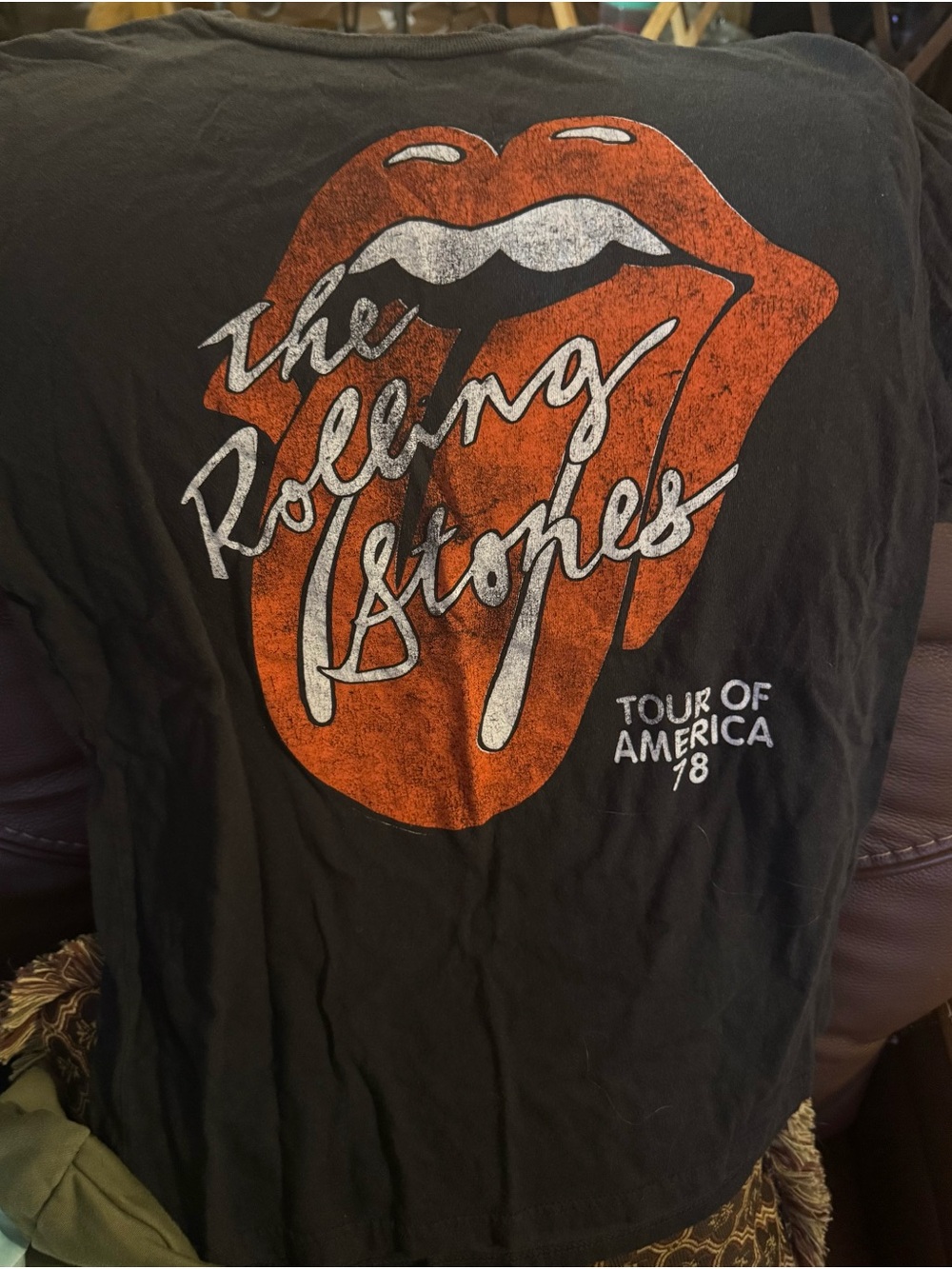 the Rolling Stones Black Short Sleeve Tee with red Tongue and White Script